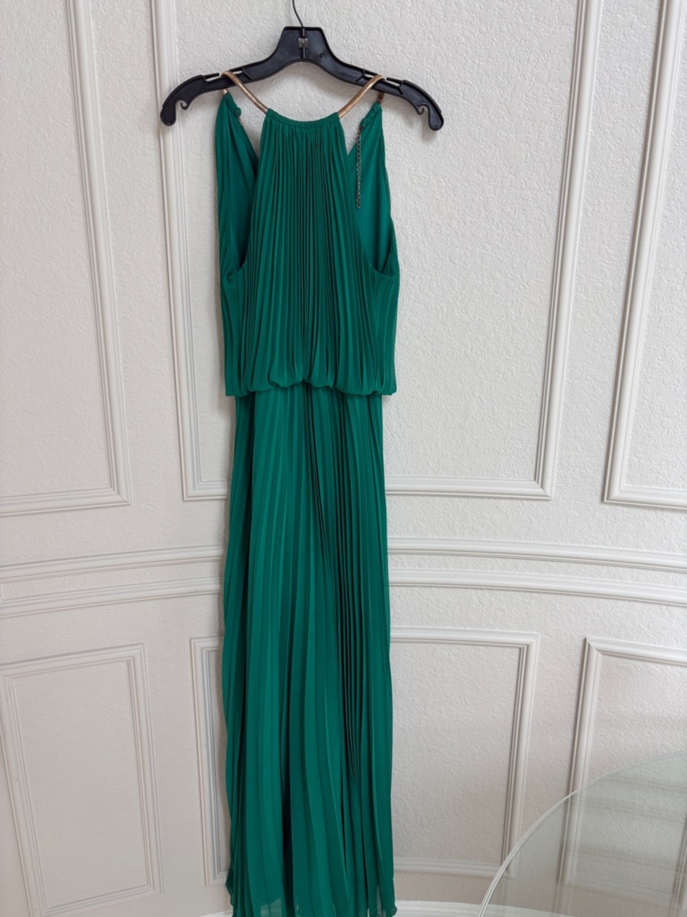 Xscape Emerald Green Pleated Maxi Dress